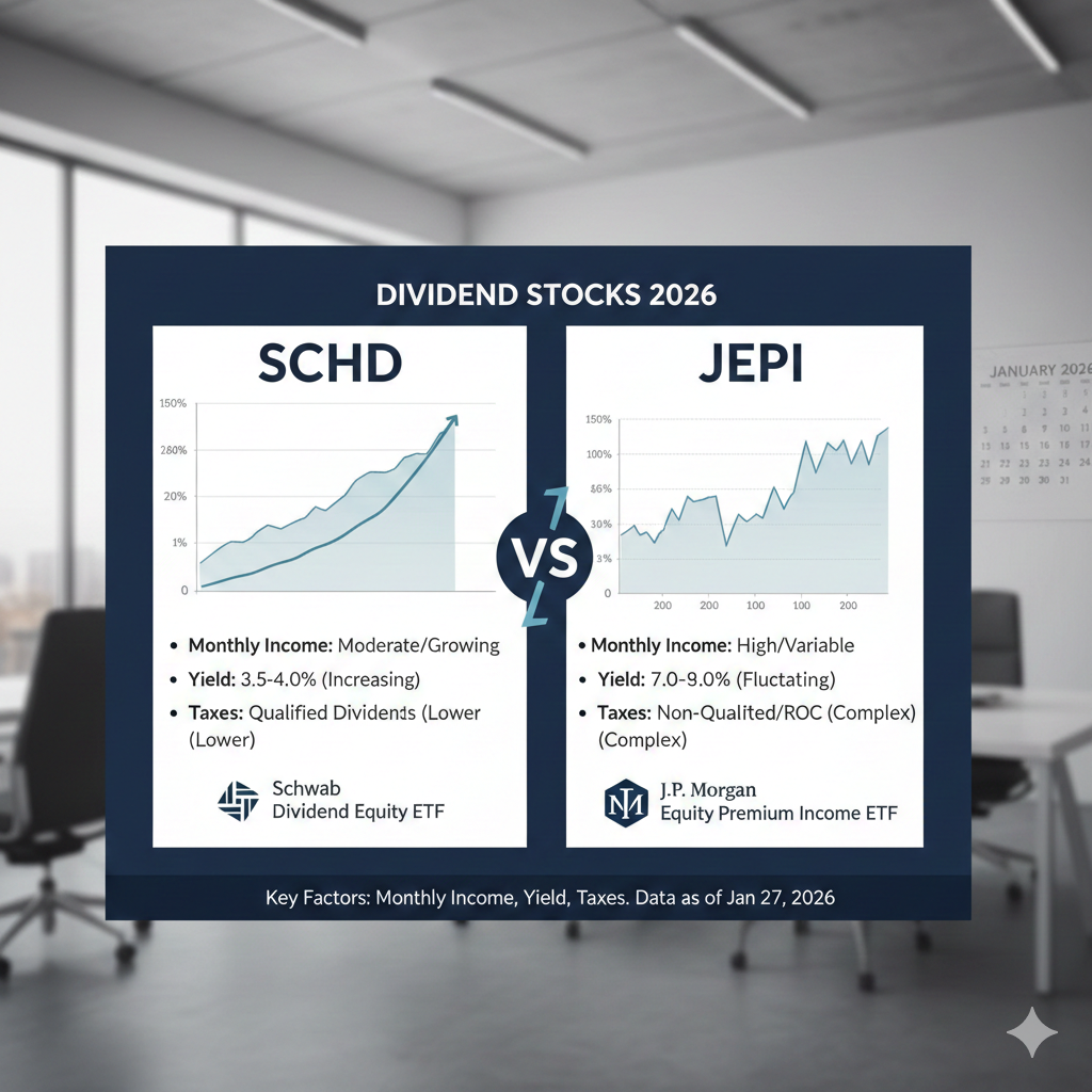 [Dividend Stocks 2026] SCHD vs JEPI (Monthly Income, Yield, Taxes)